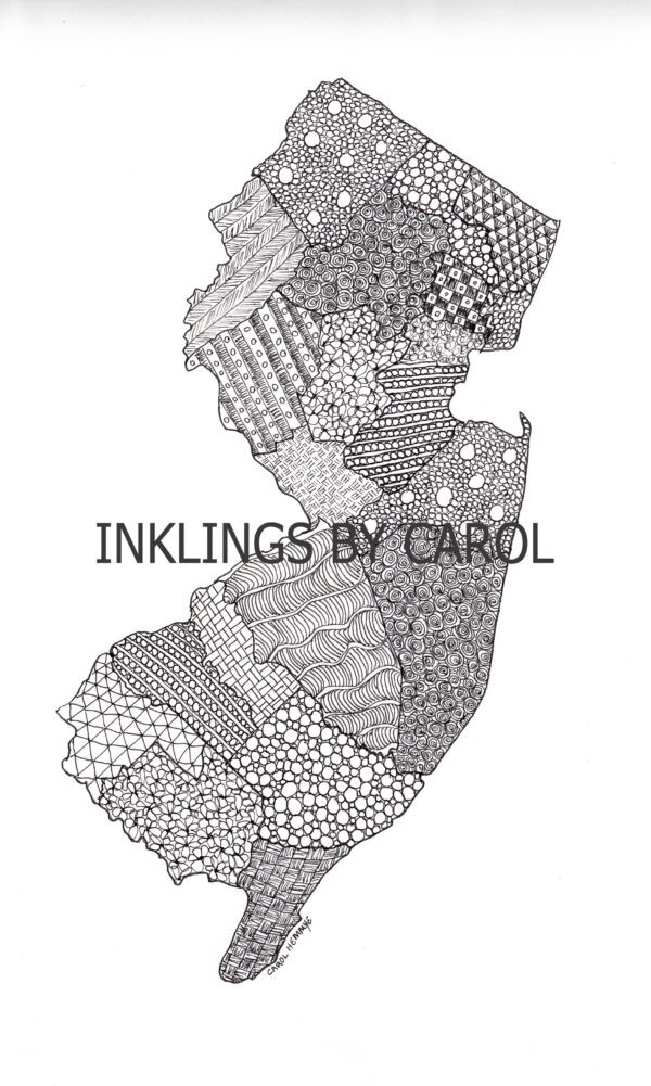 A black and white drawing of new jersey